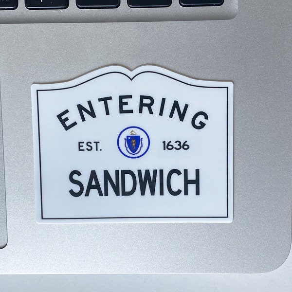 Entering Sandwich Massachusetts Town Sign Sticker