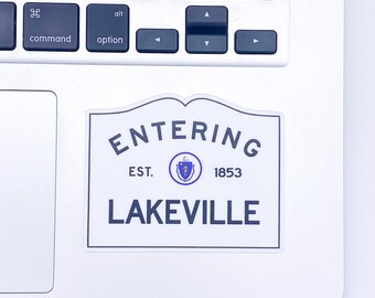 Entering Lakeville Massachusetts Town Sign Sticker, Stocking Stuffer Filler