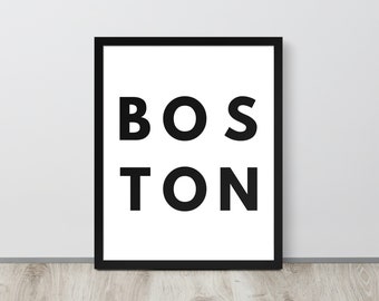Boston Typography Framed Poster Print, Beantown Word Art for Gallery Wall, Housewarming Gift for Friend, Modern Office Decor Retirement Gift