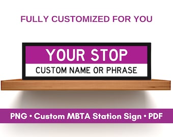 Custom MBTA Sign Printable, Commuter Rail Download for Gallery Wall, Massachusetts Transportation Digital Art, Beantown Housewarming Gift
