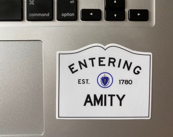 Amity Sticker, Jaws Sticker, Town Sign Sticker, Waterproof Sticker for Car, Laptop Sticker, Decal for Laptop