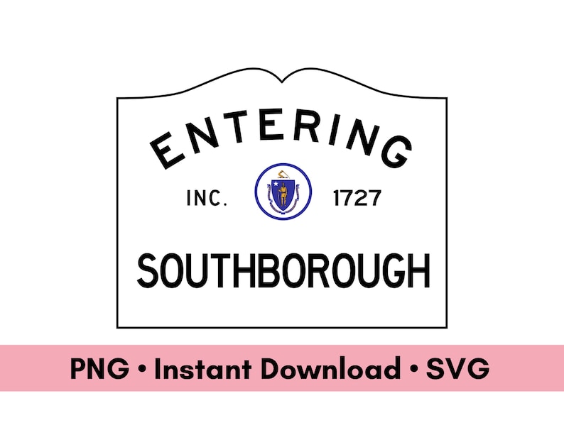 Pode incluir: Um sinal preto e branco com o texto "ENTERING INC. 1727 SOUTHBOROUGH" e um selo azul e branco com uma pessoa em p&eacute; sobre uma estrela.