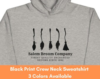 Salem Broom Company Hoodie, Casual Halloween Outfit for Mom, Spooky Season Witchy Vibes Gift for Sister, Unisex Hoodie