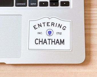 Chatham Sticker, Chatham MA Gift for Friend, Chatham Mass Waterproof Sticker for Car, Cape Cod Laptop Sticker, Sticker for Water Bottle
