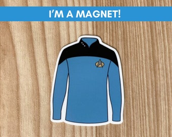 Trek Uniform Sticker, The Next Generation Uniform, Geek Gift for Star Trek Fan, TNG Gift for Him and Her, Blue Uniform