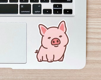 Cute Pig Sticker, Adorable Gift for Pig Lover, Farm Animal Sticker Gift for Sister, Dishwasher Safe Weatherproof Vinyl Decal Gift for Mom