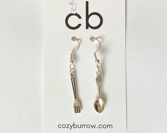 Fork and Spoon Earrings .925 Sterling Silver Earrings Gift Spoonie ADHD Neurodivergent
