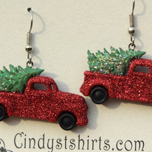 Red truck christmas earrings clearance
