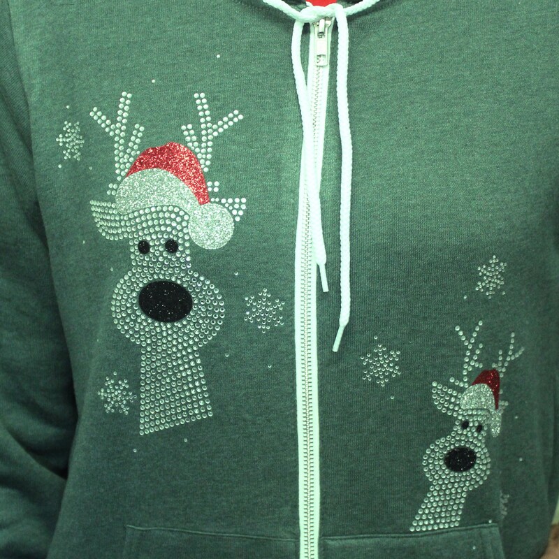 Rhinestone Print Zip Up Oversized Hoodie main image 1