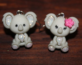 Entzückende Koala Bär paar Ohrringe Glitzer und Bling Tier Zoo Schmuck