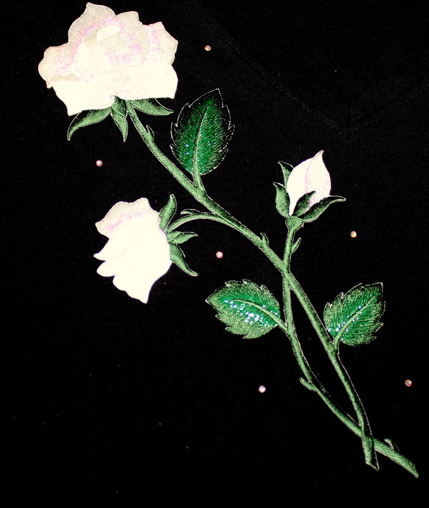 Rose Through Tee Embroidered Long Stem Rose Ladies Tee T Shirt, Red Rose, Yellow Rose ...