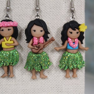 Hawaiian Girls Hula Girl Hawaii Earrings Vacation Fun Aloha Glittered and Bling image 6