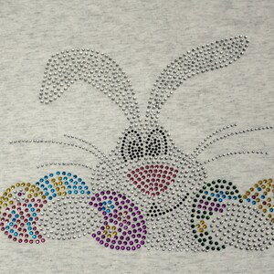 Rhinestone Bling Bunny Easter Egg Purple Raglan Unisex Shirt for Ladies image 2