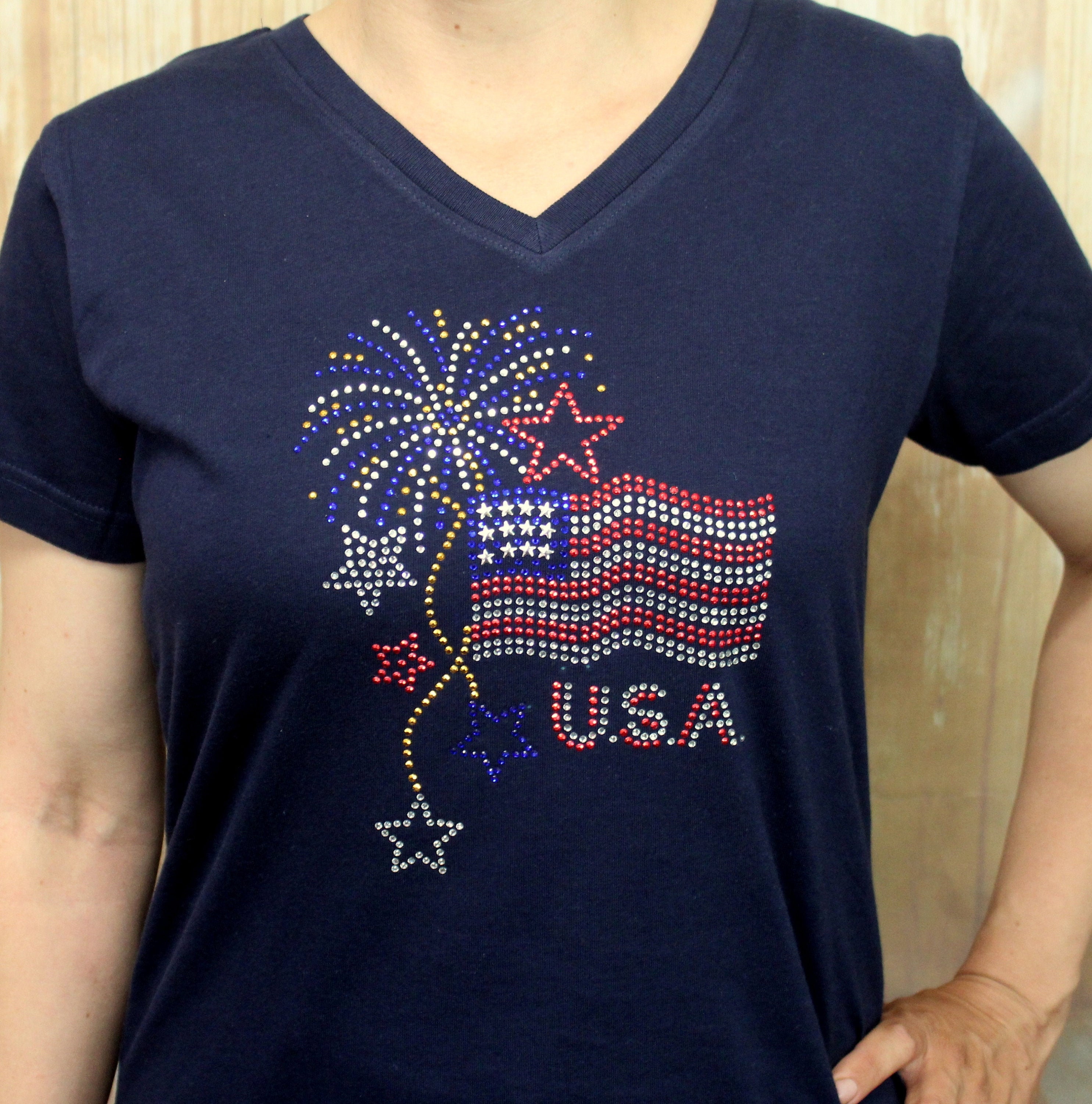 Nuevo Rhinestone Patriotic Firework USA American Flag Bling Etsy