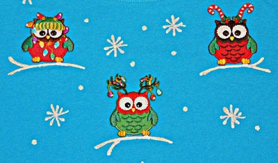 3X Plus Size Christmas Owl Owls Shirt Unique Custom Women's Cute Fun Holiday Hand painted Bling