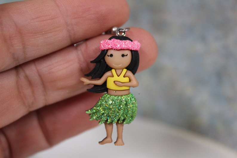 Hawaiian Girls Hula Girl Hawaii Earrings Vacation Fun Aloha Glittered and Bling image 4