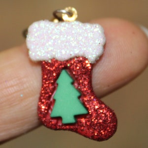 Christmas Stocking Gingerbread Man Christmas Tree Holiday Earrings Glittered and Bling image 4