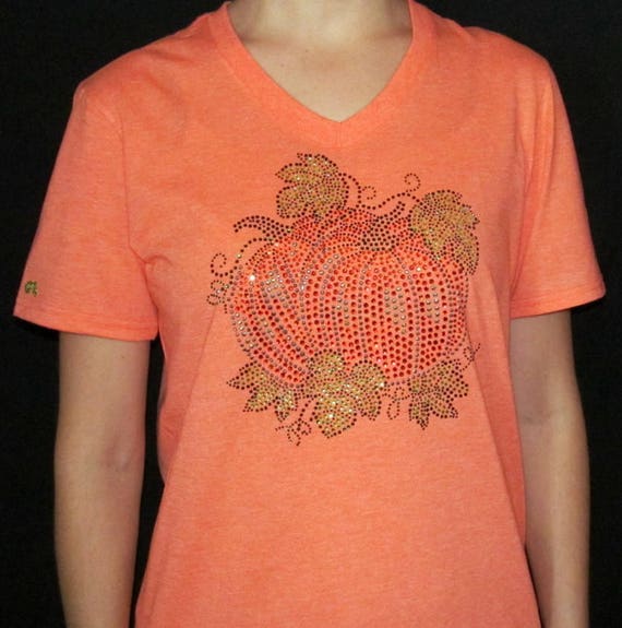 Rhinestone Pumpkin Orange Fall Unisex V 
