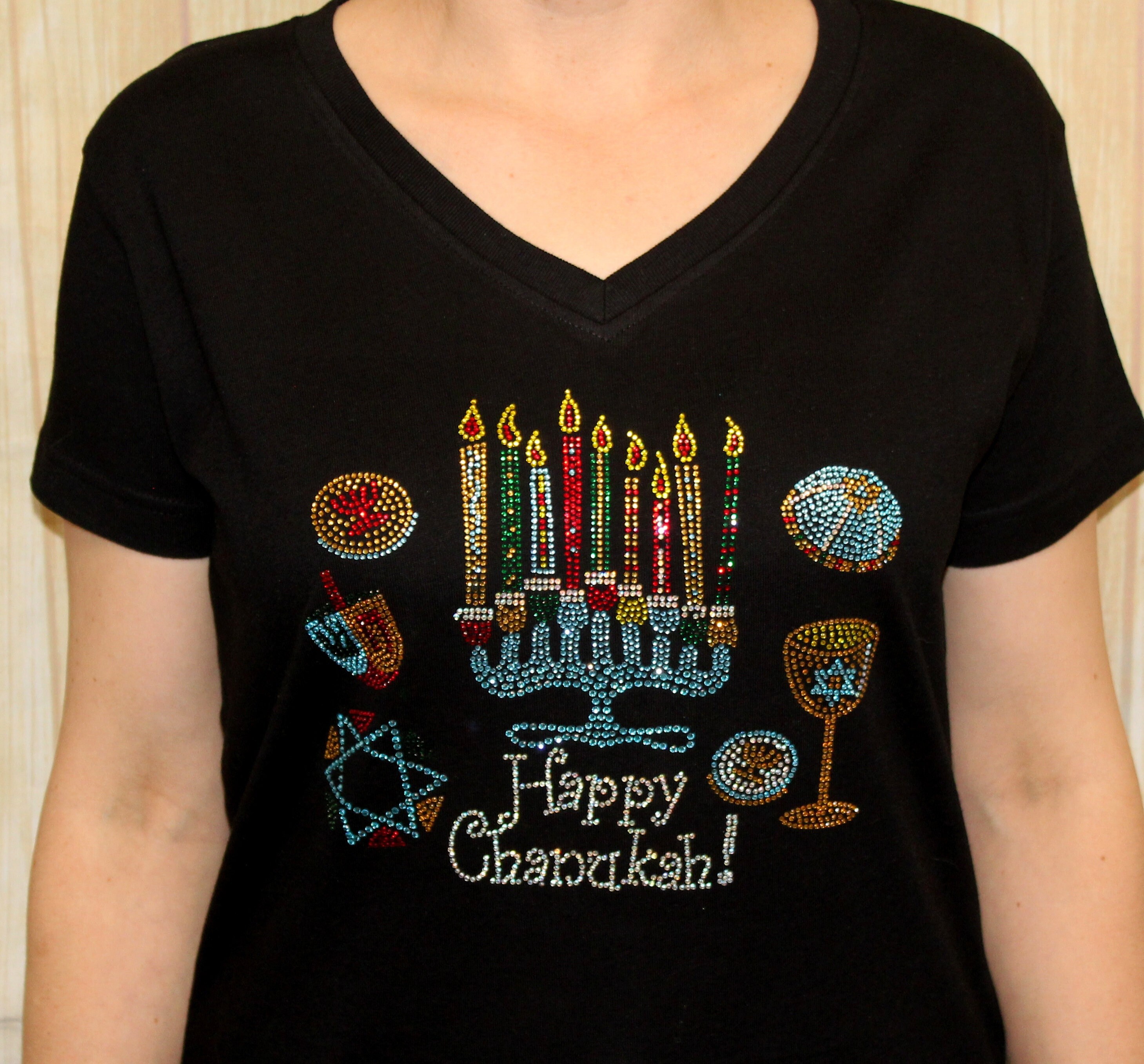Hanukkah Shirt Women Chanukah Santa Hat Light Up...