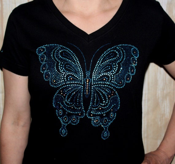 Large Rhinestone Aqua Turquoise Butterfly Womens Ladies Bling - Etsy