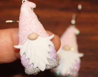 Pastel Spring  Gnome Gnomes Dwarf Elves Earrings Glittered and Bling