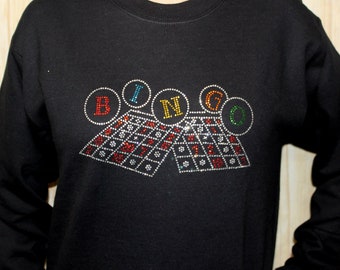 Rhinestone Bingo Gaming Bling Size SMALL LAST ONES Unisex Gildan Sweatshirt Grandma, Gift