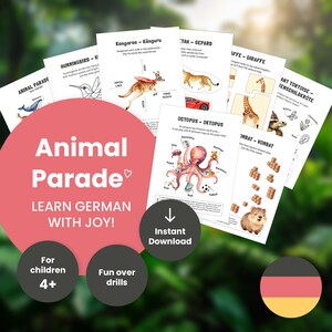 Bilingual German Animal Learning Printables for Kids | 14 Activity Sheets + Animal-Expert Certificate | Homeschool Deutsch Expat Fun