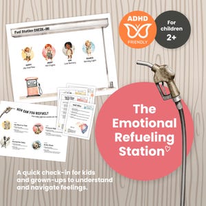 Kids Emotional Check-In & Feelings Fuel Station Poster Set • Emotional Regulation Printable • SEL Classroom Tool • ADHD Bonus Cards
