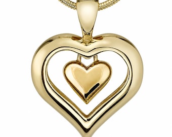 18K Gold Finish Heart Cremation Urn Pendant Necklace – Memorial Jewelry Keepsake with 20" Chain for Women - Eternity Heart ™