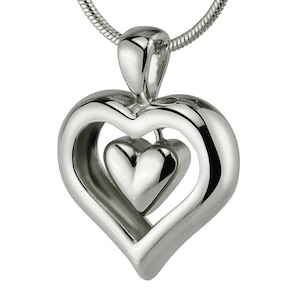Rhodium Silver Finish Cremation Jewelry Urn Heart Pendant Memorial Keepsake Necklace for Ashes and 20&quot; Chain, The Eternity Heart
