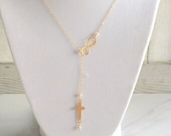 Faith over Fear Faith Necklace.  Dainty cross necklace that is the perfect for a meaningful necklace or dainty gold cross jewelry gift.