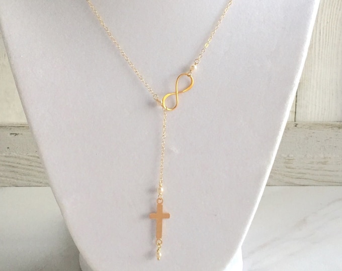 Faith over Fear Faith Necklace.  Dainty cross necklace that is the perfect for a meaningful necklace or dainty gold cross jewelry gift.