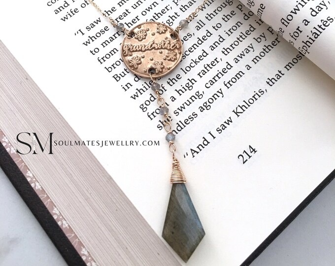 Grandmother necklace grandma necklace. Gorgeous labradorite necklace that is the perfect gift for grandmother or wax seal necklace gift.