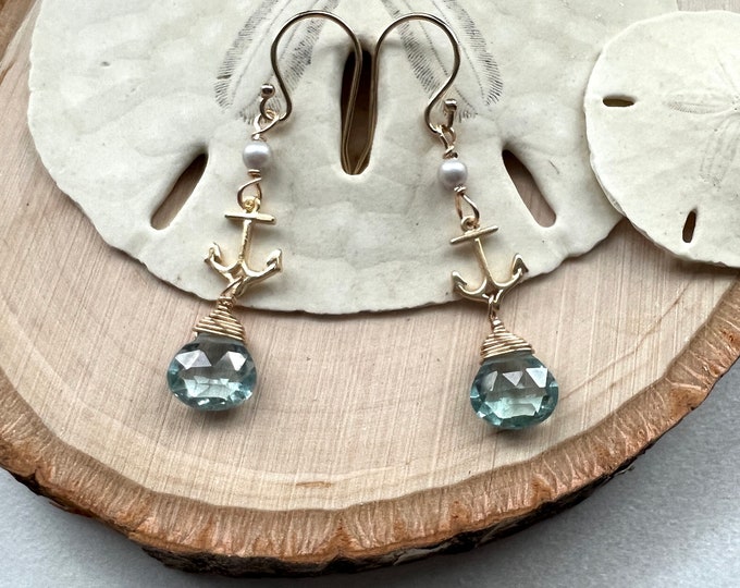 Nautical Anchor Earrings. Gorgeous blue aquamarine earrings & teardrop Earrings. Royal blue earrings that are the perfect beach earrings.