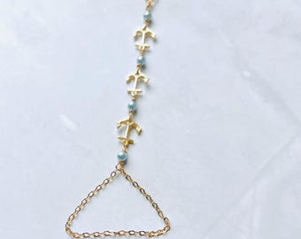 Handmade Gold Anchor Bracelet: Swarovski Pearl Nautical Jewelry