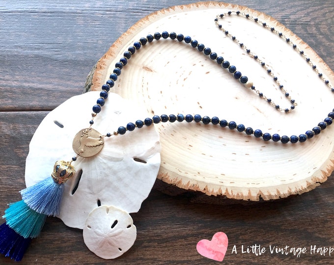 Snow White Necklace / Fairy Tale Jewelry / Storybook / Grimm / Dove / Tassel / Bronze / Long / Gold / Lapis / Navy / Pearl / Gift for Her