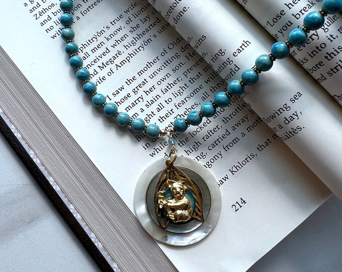 Vintage Koala Bear Button Necklace with Turquoise Beads and Crystal Beads. Perfect Animal lovers gift. Animal jewelry Vintage jewelry.