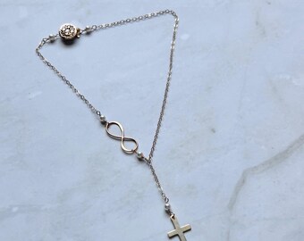 Gold Cross Anklet: Dainty Gold-Filled Infinity Charm, Faith Jewelry