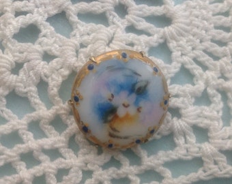 Victorian Handpainted Floral Brooch