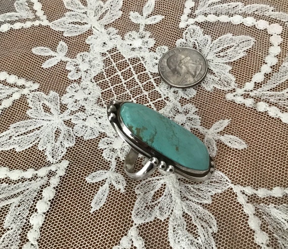 Southwestern Navajo Sterling Turquoise Ring - image 6