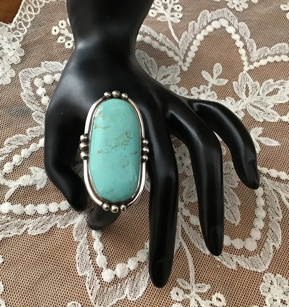 Southwestern Navajo Sterling Turquoise Ring - image 1