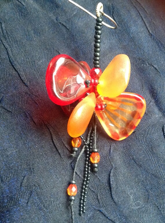 Orange Flower Acrylic Earrings