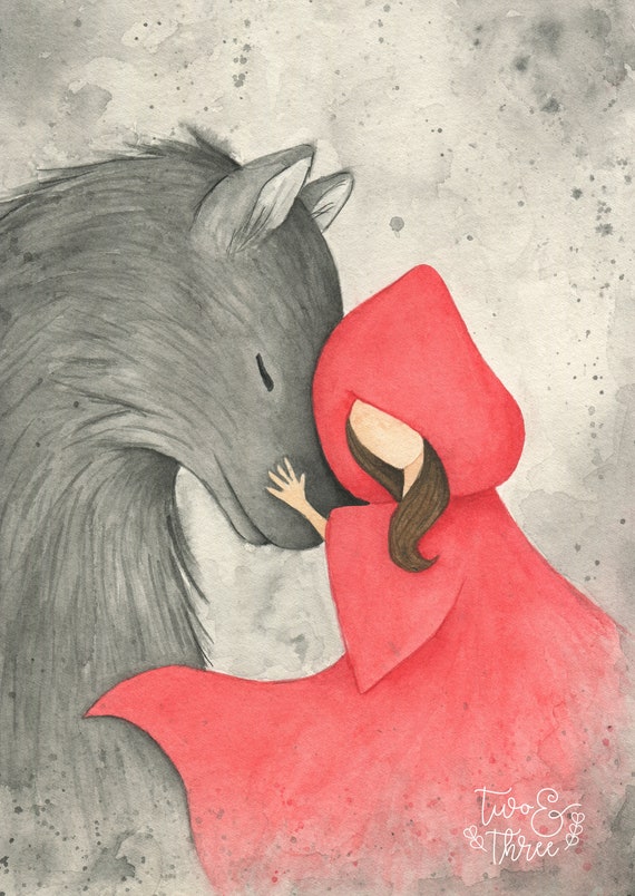Red Riding Hood Watercolour Art Print A3 Wall Art Fairytale Etsy Red Riding Hood Watercolour Art Print A3 Wall Art Fairytale Etsy