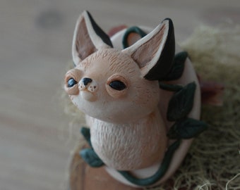 Fox portrait polymer clay figure. Modelling clay animal portrait. Wall art decoration.