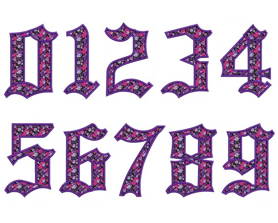 Applique Old English Numbers Machine Applique Embroidery | Etsy