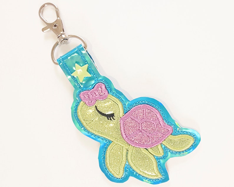 Ith key fob turtle machine applique jessecmault snap tab  etsy