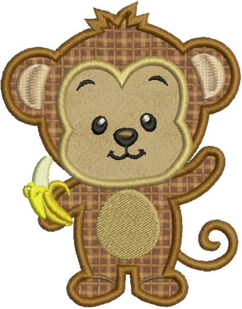 Monkeys Machine Applique Embroidery Animal Etsy