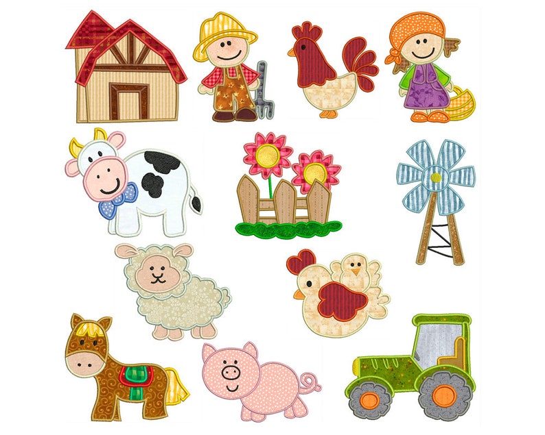 Farm Machine Applique Embroidery animals Etsy