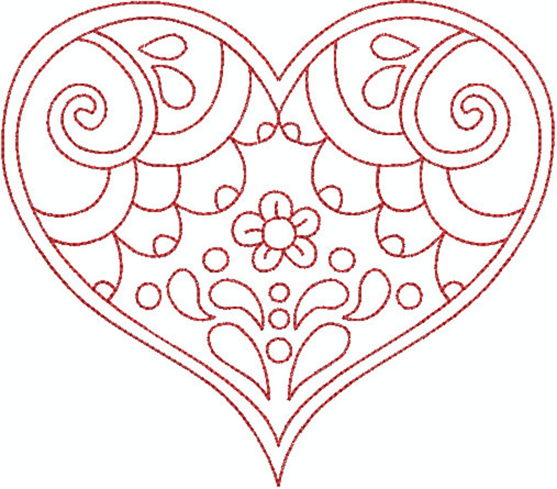 Hearts machine filled embroidery linework redwork  etsy Hearts machine filled embroidery linework redwork  etsy