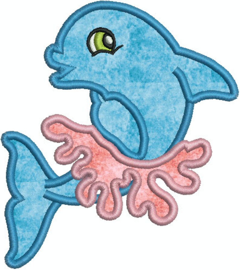 Dolphins Machine Applique Embroidery Beach Sea Ocean Etsy